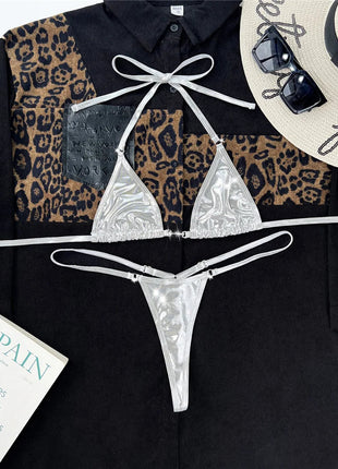 2025 PU Ecopelle Mini Micro Perizoma Bikini Donna Costumi da bagno Costume da bagno femminile Bikini a due pezzi Bagnante Costume da bagno Swim K5280 PlatiNum