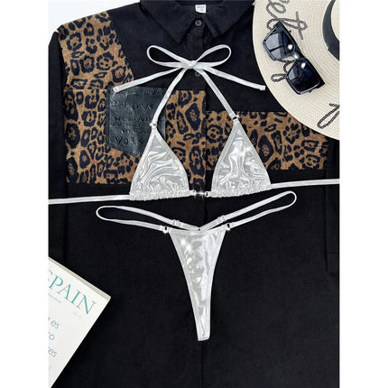 2025 PU Ecopelle Mini Micro Perizoma Bikini Donna Costumi da bagno Costume da bagno femminile Bikini a due pezzi Bagnante Costume da bagno Swim K5280 PlatiNum