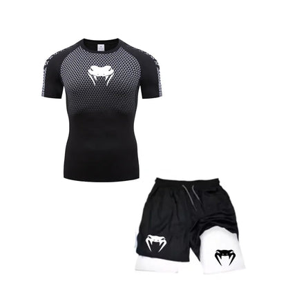 Set di compressione Anime Venom Magliette da palestra per allenamento da uomo Pantaloncini da corsa traspiranti Set di abbigliamento sportivo Rash Guard ad asciugatura rapida platinumshop