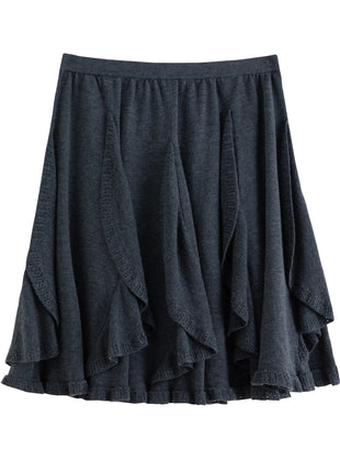 DUSHU Plus-Size Women's Melody Drifts Crochet Lace Knit Skirt 2025 Winter New Arrival Fashionable Everyday Essentials Mid Skirts PlatiNum