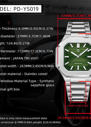 PDYS019 PAGANI DESIGN Orologi da polso al quarzo da uomo TMI VH31 37MM 10Bar Impermeabile 316L Acciaio inossidabile di lusso Zaffiro