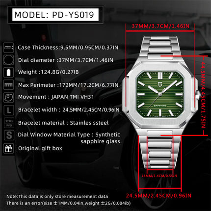 PDYS019 PAGANI DESIGN Orologi da polso al quarzo da uomo TMI VH31 37MM 10Bar Impermeabile 316L Acciaio inossidabile di lusso Zaffiro