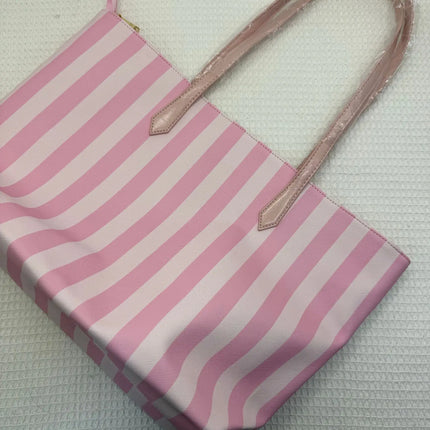 New Lightweight Striped Shoulder Bag, Women's Outdoor Bucket Bag, Oxford Fabric, Large Size with Zipper Closure