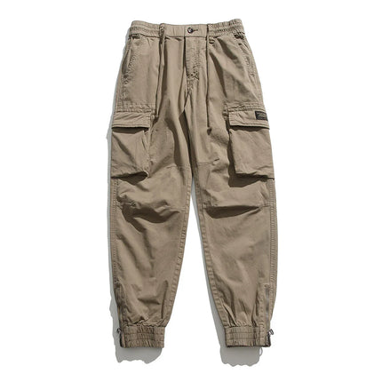 100% Cotton Cargo Pants Men Multi-Pocket Casual Joggers Trousers Mens Military Zipper Fly Full Length Casual Pants No No Belt