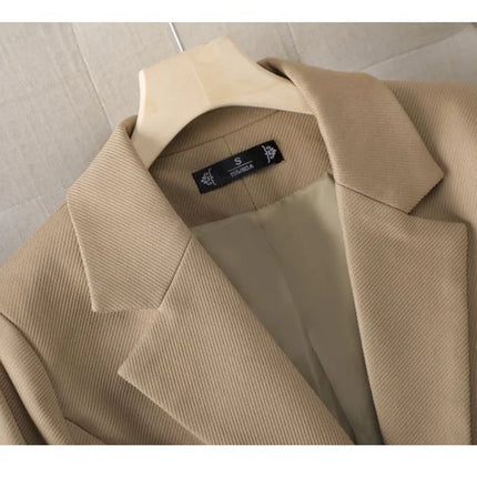 Autumn Winter Jacket Women Long Blazer Khaki Coffee Black Office Ladies Formal Jacket Business Work Wear Coat Female Outerwear