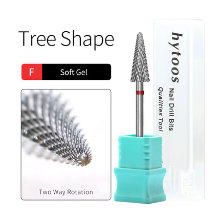 HYTOOS Tungsten Carbide Tree Cone Nail Drill Bits Professional E-file Bits for Acrylic Hard Gel Removal Manicure Pedicure Tool