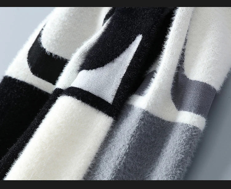 2023 New Fashion Patchwork digit Cashmere Sweater Men High Quality Comfortable Mens Sweaters Thick Warm Male Pullover