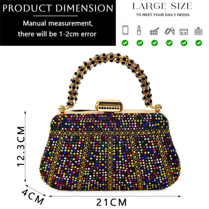 Popular In Nigeria Exquisite Evening Bags With Diamond Design Fashion Handle Clutch Rhinestone Embellished Long Chain Bag PlatiNum