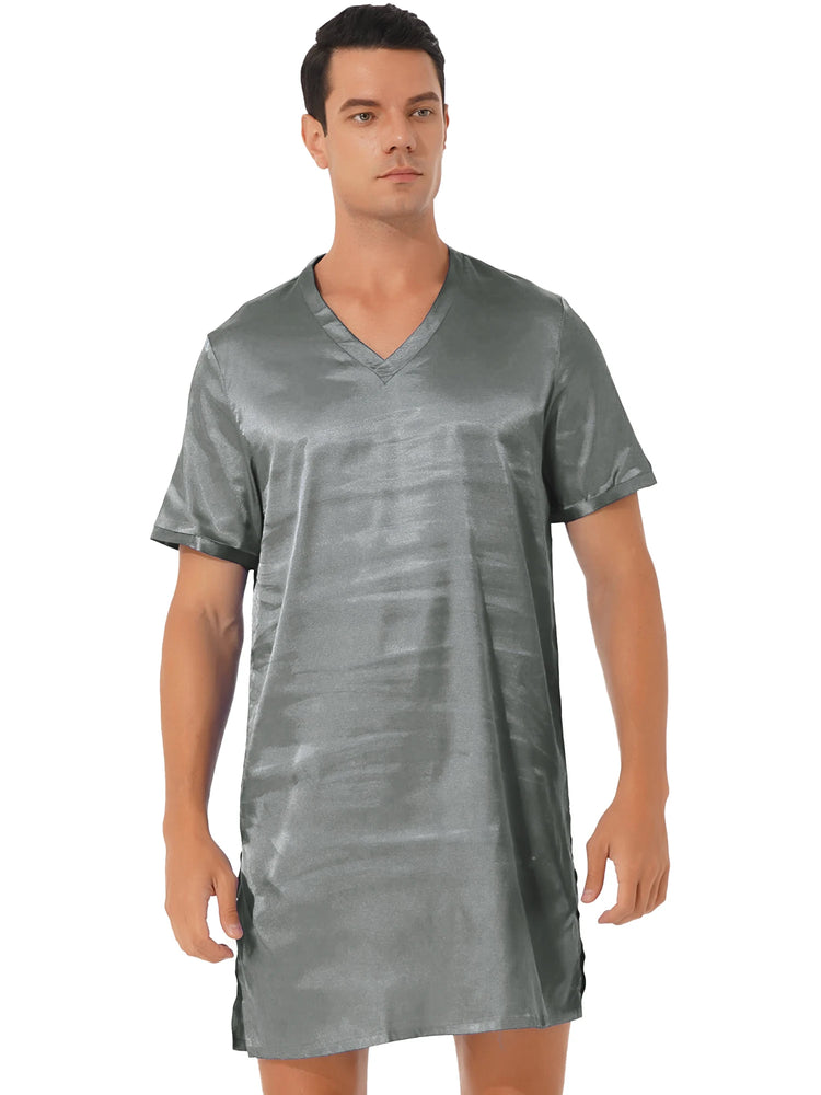 Donna uomo pigiama in raso di seta pigiameria maniche corte camicia da notte Kimono accappatoio abito da notte accappatoio camicia da notte estiva Homewear