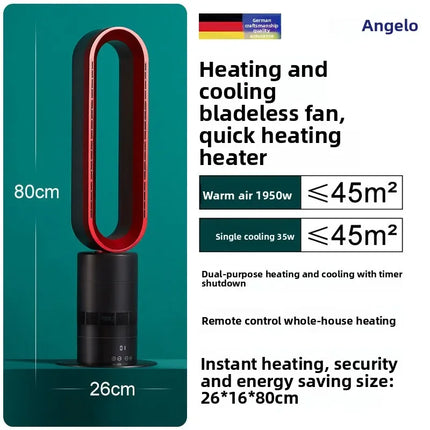 Ventilatore a Torre Senza Pale Angelo Tedesco 220V, Purificatore d'Aria e Riscaldatore 2 in 1 per Uso Domestico QDW