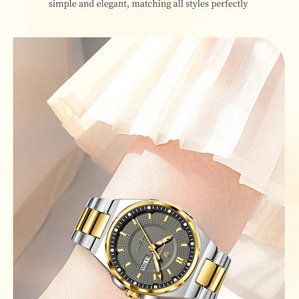 Orologio da Donna POEDAGAR Elegante con Data e Giorno della Settimana, Movimento al Quarzo, Acciaio Inossidabile, Luminoso e Impermeabile platinumshop