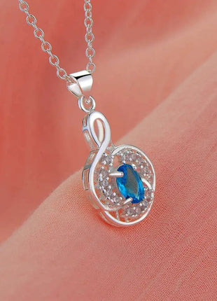 Collana con Ciondolo in Argento Sterling 925 con Zirconi per Donne, Gioielli di Alta Qualità per Matrimoni e Fidanzamenti, Regali di Moda per Feste PlatiNum