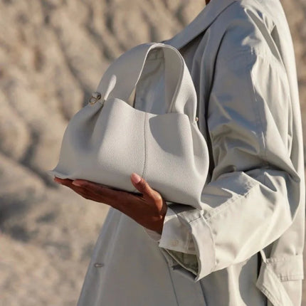 Borsa a Tracolla Cloud Dumpling da Donna, Borsa a Spalla Minimalista di Lusso in Vera Pelle Composita di Vacchetta, Piccola Dimensione