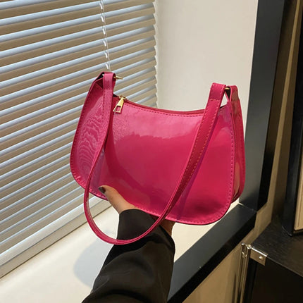 Retro Solid Color PU Leather Shoulder Underarm Bag Women's Fashion Handbags Casual Hobos Purses and Handbag Ladies Hand Bags PlatiNum