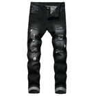Casual Men's Light Blue Denim Jeans Ripped Straight Leg Slim Fit Non-Elastic Torn Casual Style Chinese Production PlatiNum
