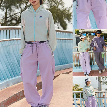 Men Women Splice Fashion Outdoor Loose Casual Lightweight Quick Dry Sports Cargo Baggy Pants Track Trouser Jogger Sweatpants