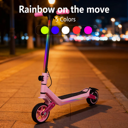 Monopattino elettrico leggero per bambini con luci, autonomia massima di 15/7/6 km, 2/3 modalità (8-16 km/h), per bambini dai 6 ai 14 anni, monopattino elettrico pieghevole da 6,5 pollici con 3 livelli di illuminazione