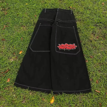 Jeans larghi ricamati modello Joker di tendenza della moda americana Donna Street Y2K Nuovi pantaloni a gamba larga oversize Hip Hop Jeans unisex