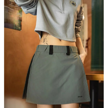 Maden New Outdoor A-Linien Skort Shorts Sommer Damen Leicht Wandern Elastischer Bund Hosenrock Freizeit Vielseitige grüne Hose