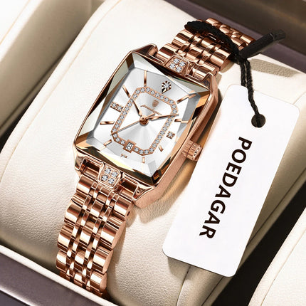 POEDAGAR Orologio da donna di lusso Impermeabile Data Orologio da polso da donna casual di alta qualità Orologio da donna elegante al quarzo in acciaio inossidabile platinumshop
