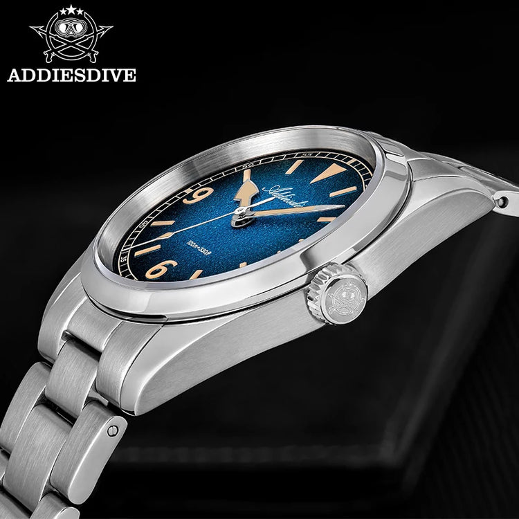 ADDIESDIVE New 36Mm Men's Quartz Watch Retro Dial Sapphire Glass 100M Waterproof Stainless Steel Night Light Retro Quartz Watch