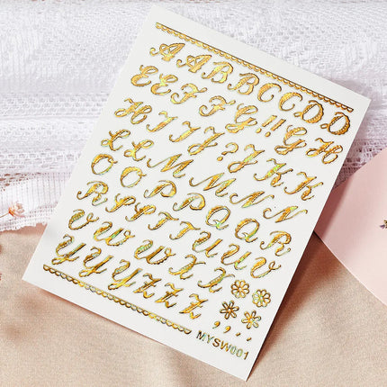 1PC 26-English Alphabet Number 3D Self-adhesive Nail Art Decal Sticker Word Small Letter Nail Decals Sticker Manicure Decoration