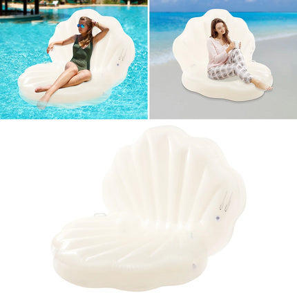 Galleggiante gonfiabile per piscina con conchiglia, lettino da spiaggia portatile in PVC da 120 * 120 * 120 cm, fila galleggiante con conchiglia per bambini adulti con palla di perle e 2 maniglie