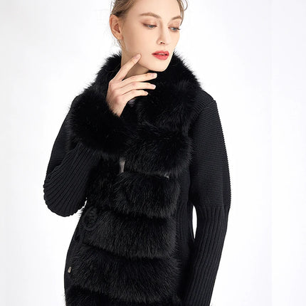 ZADORIN Luxury Fur Cardigan Knit Winter Sweater Women Elegant Detachable Fur Belt White Pink Black Womens Cardigan Korea Style