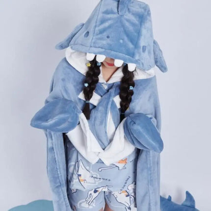 Super Soft Cozy Shark Blanket Shark Shawl Hood Wearable Blanket Shark Shawl Cape Type Hooded Robe with Hood Shark Blanket Hoodie