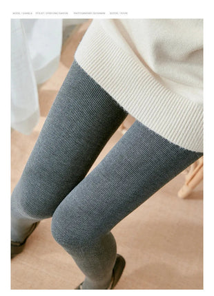 Women's Fall Winter Ribbed Vertical Stripe Thermal Leggings Fleece Thickened  Street Ready Seamless High Waist Thermal Pants PlatiNum