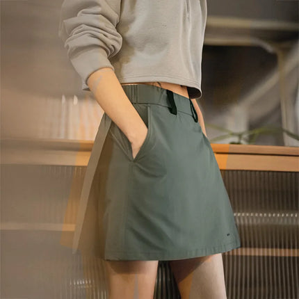 Maden New Outdoor A-Linien Skort Shorts Sommer Damen Leicht Wandern Elastischer Bund Hosenrock Freizeit Vielseitige grüne Hose