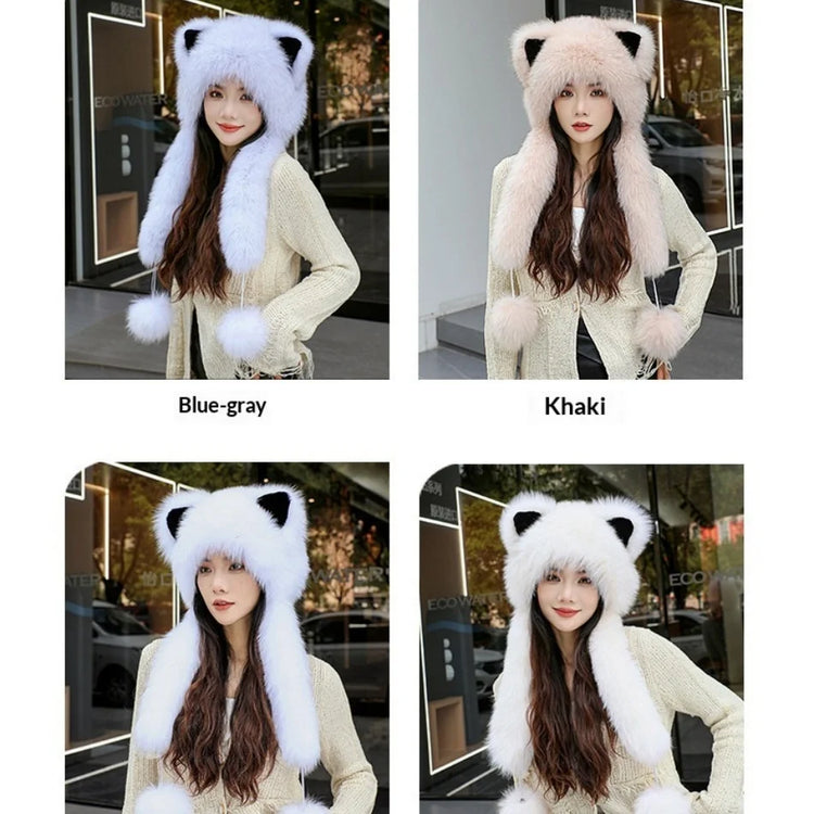 Women's Winter Hats Fox Fur Flight Hats Ushanka Hats For Women Winter Outdoor Windproof And Warm Plush Outdoor Hats For Skiing