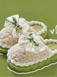 2026 New Women's Plush Slippers - Bow Detail Winter House Shoes, Ultra-Soft Non-Slip Indoor Slippers for Home&Maternity Comfort