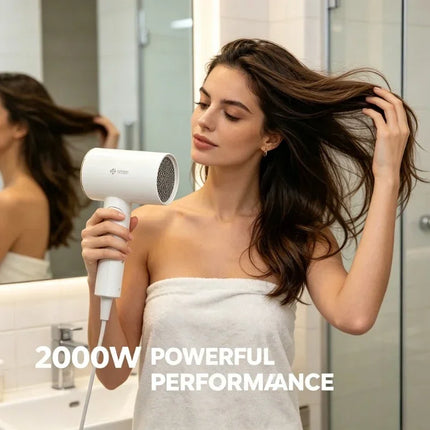 Lightweight Foldable Compact Hair Dryer, 1600W 2000W Negative Ions Blow Dryer, Fast‑Drying with Cold Air Function for Travel Salon Home Use