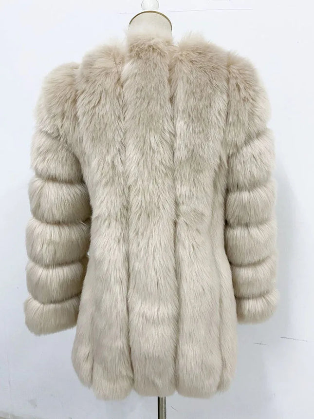 ZADORIN High Quality Winter Women Coats Luxury Faux Fox Fur Coat Thick Warm Long Fluffy Fur Jacket Pink Coat Bontjas