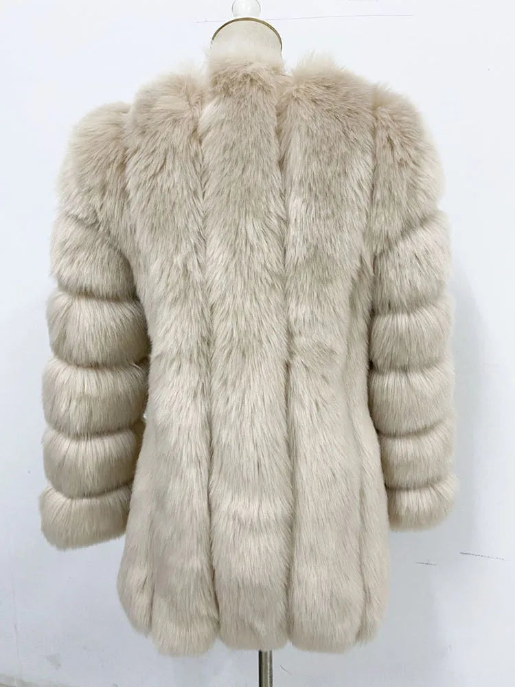 ZADORIN High Quality Winter Women Coats Luxury Faux Fox Fur Coat Thick Warm Long Fluffy Fur Jacket Pink Coat Bontjas