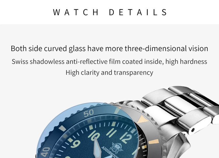 ADDIESDIVE Luxury Men's Watch MY-H9 Sapphire Crystal Ceramic Bezel 200m Waterproof Retro Luminous Diving Mechanical Wristwatch