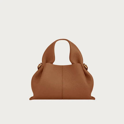Mini borsa a mano in pelle martellata, manico con fibbia e chiusura metallica, tracolla rimovibile per uso quotidiano
