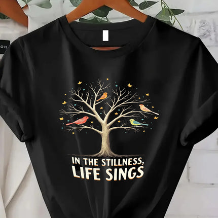 Comoda maglietta da donna con stampa "T-shirt Falling Leaves Rising Spirits - Maglietta con grafica floreale autunnale"