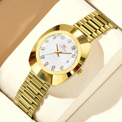 2024 nuove donne orologio ovale 34mm movimento al quarzo in acciaio inossidabile marchio di lusso acqua diamante oro nero vestito casual orologio da banchetto platinumshop