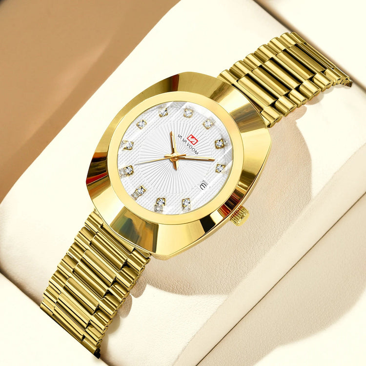 2024 nuove donne orologio ovale 34mm movimento al quarzo in acciaio inossidabile marchio di lusso acqua diamante oro nero vestito casual orologio da banchetto platinumshop