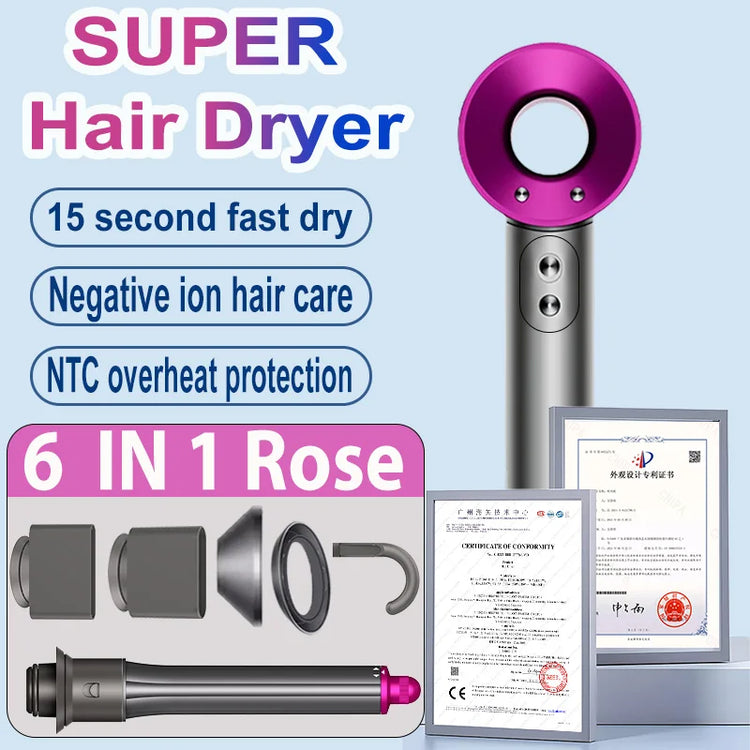 SenCiciMen Professional Hair Dryer Set Hair-care Negative Ion Leafless Hairdryer High Speed Blow Dryer Salon Styling Tool 1600W