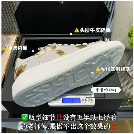 American European Fashion Casual Shoes Unisex White Platform Sneakers Man Sport Shoes In Printing Leather Women Heighten Loafers