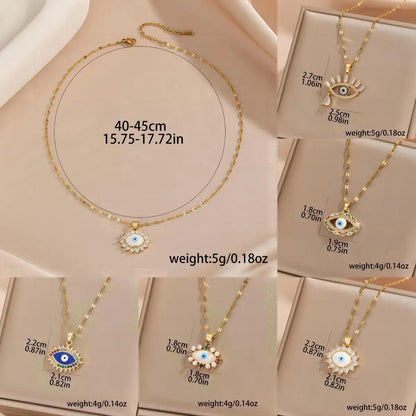 1 pezzo di collana cava con occhio del diavolo con zirconi colorati micro-intarsiati, gioielli eleganti e semplici, regalo per gli amici