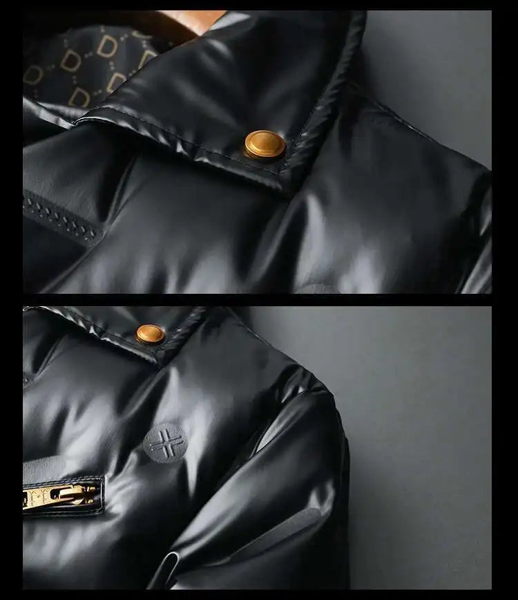 2022 Motorcycle Zipper Duck Down Jacket Men High Quality 90% White Duck Down Coat Lapel Vintage Black Down Jacket Men Clothing