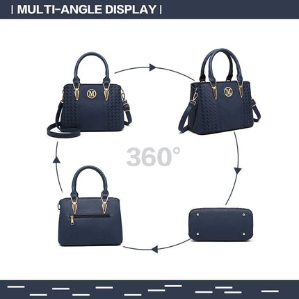 Borsa da donna Miss Lulu, borsa con manico medio modello litchi, borsa a tracolla elegante in maglia di alta qualità
