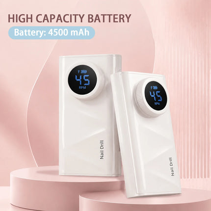 Electric Nail Drill Machine, 45000RPM Professional Nail File Cordless Rechargeable Nail Efile Battery 4500Mah For  Acrylic Gel Nails, Manicure Pedicure Polishing Shape Tools for Salon Home Use- Nail Drill For All Festvial Gif
