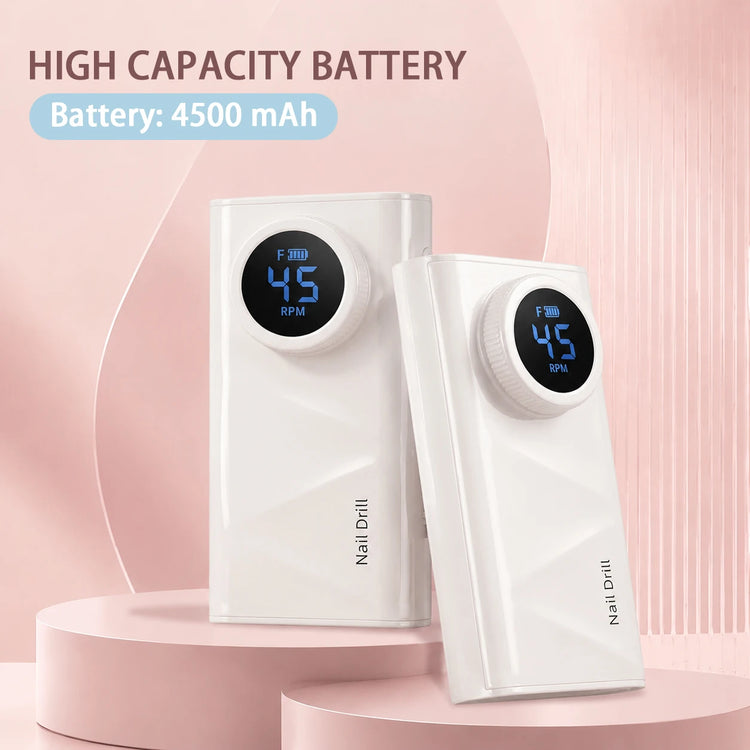 Electric Nail Drill Machine, 45000RPM Professional Nail File Cordless Rechargeable Nail Efile Battery 4500Mah For  Acrylic Gel Nails, Manicure Pedicure Polishing Shape Tools for Salon Home Use- Nail Drill For All Festvial Gif