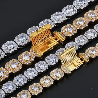 NY 10/12mm Disponibile Catena di zucchero di roccia AAAAA Cubic Zirconia Collana di gioielli stile Hip Hop per uomo e donna