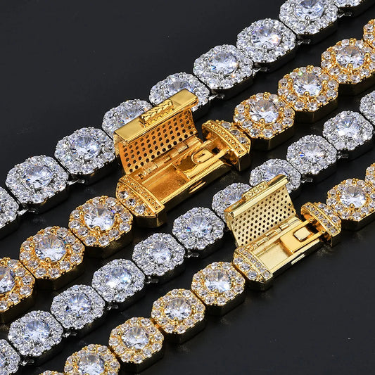 NY 10/12mm Disponibile Catena di zucchero di roccia AAAAA Cubic Zirconia Collana di gioielli stile Hip Hop per uomo e donna